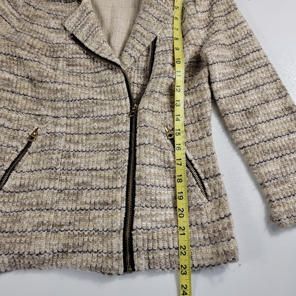 Lucky Brand Marled Knit Tweed Moto Asymmetrical Zip Up Blazer Jacket Small S ^^ - Picture 8 of 8